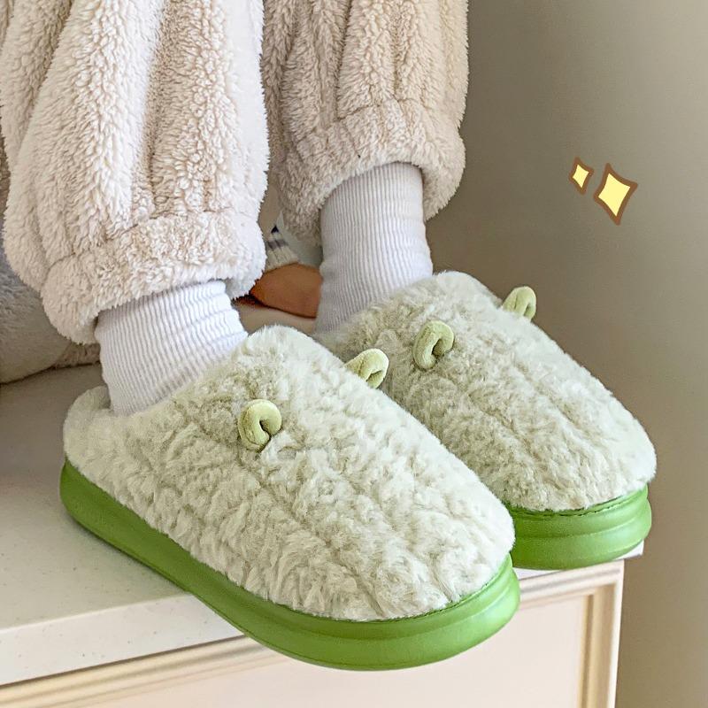 Cotton Slippers Women's Winter New Confinement Indoor Home Couple Warm Thick Bottom Outer Wear Plush Cotton Slippers