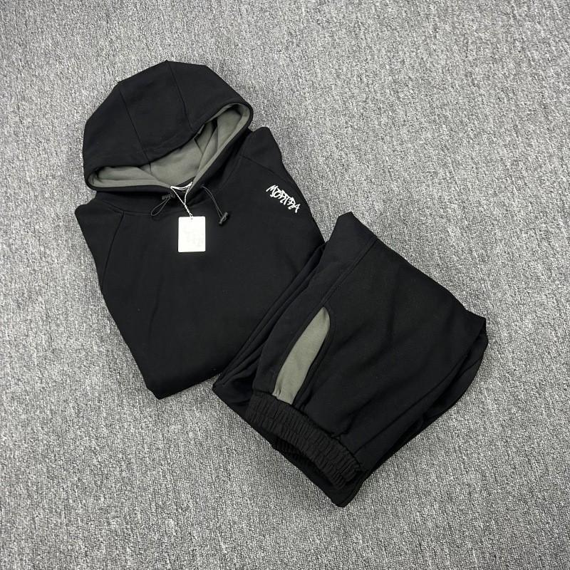 American Style Mertra Hoodie Embroidered Patch Loose Fit Fleece Lined Long Sleeve Couples Winter
