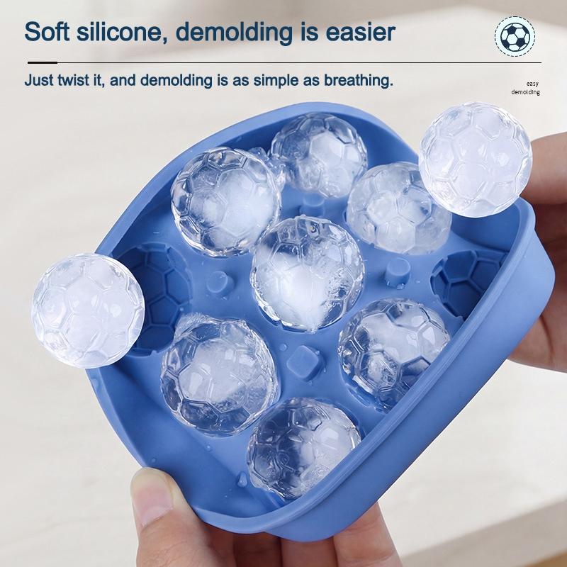 4/9 Grid  Football Theme Ice Cube Mold Silicone Kitchen Ice Cube Make Tray Barware Round Ice Cube Molds For Beer Cocktail