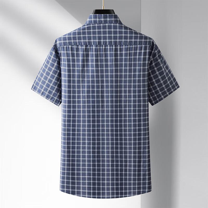 Men's Plus Size Breathable Plaid Short-Sleeve Shirt