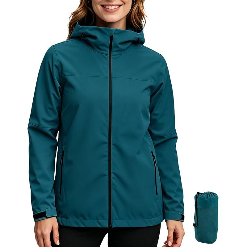 Womens Hooded Hiking Jacket Waterproof Windproof Outdoor Trekking Coat
