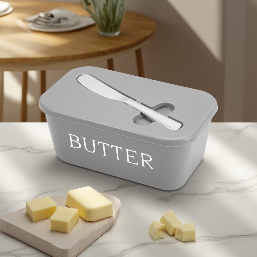 Butterbehälterbox mit Messer Einfache Restaurant Versiegelte Aufbewahrungsbox Käsebox mit Messer Butterschneider Butterdose Geschirr