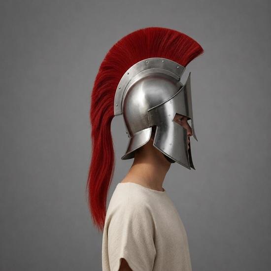 Handmade Spartan Helmet Polished Steel Corinthian Helmet with Red Crest for Cosplay  Decor