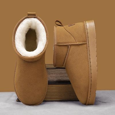 Anti Slip Thick Soled Snow Boots for Men Winter New Style Height Increasing and Plush Thick Warm Cotton Shoes Classic and Popular Short Boots