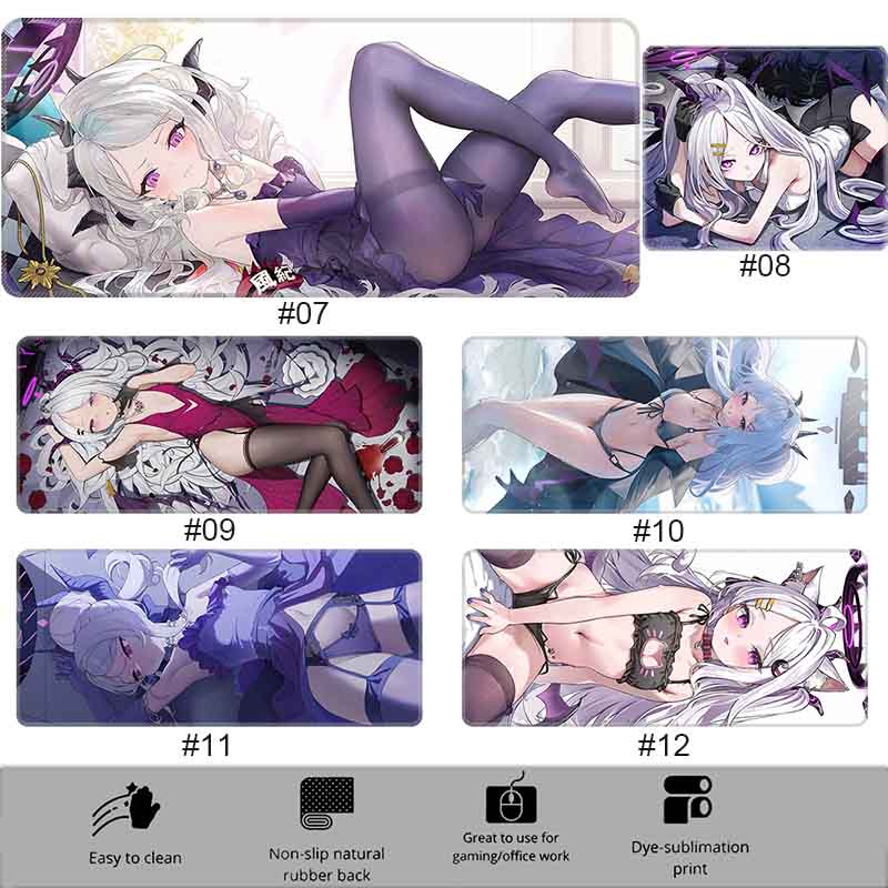 Non-Slip PC B_Blue A_Archive Cool Girl Mouse Pad Colors Mat Hina ACG Gaming Anime Esports Mouse Pad Keyboard Desktop Mat
