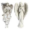 Retro Winged Angel Statue, Resin Praying Angel Figurine, Elegant Sitting Angel Sculpture for Outdoor Indoor Garden Decor