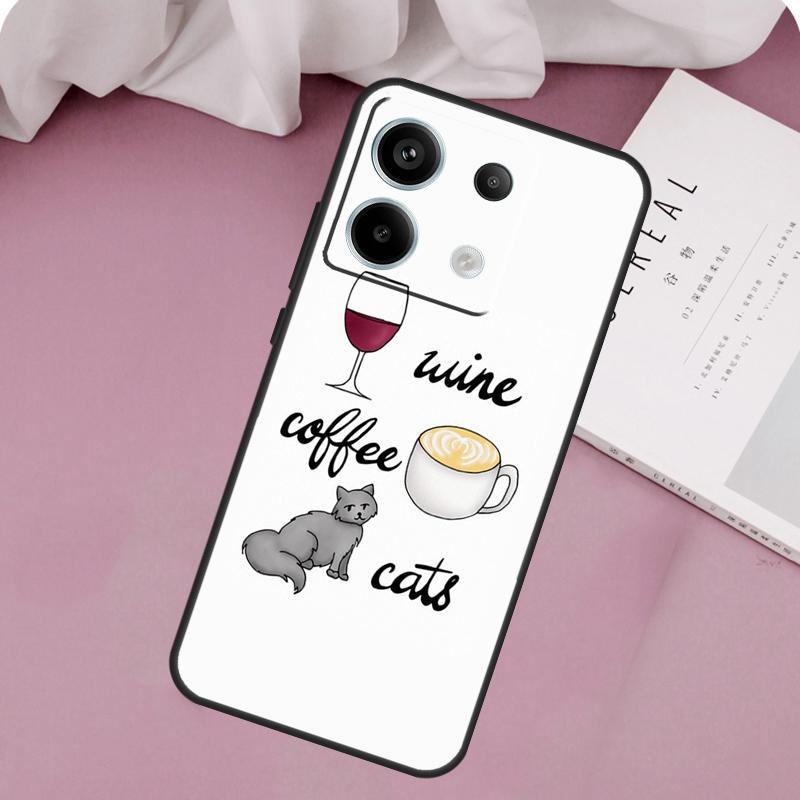 Coffee Wine Cup Case For Xiaomi Redmi Note 14 13 12 11 10 9 15 Pro Plus Redmi 15 14C 10C 12C 13C 15C Cover
