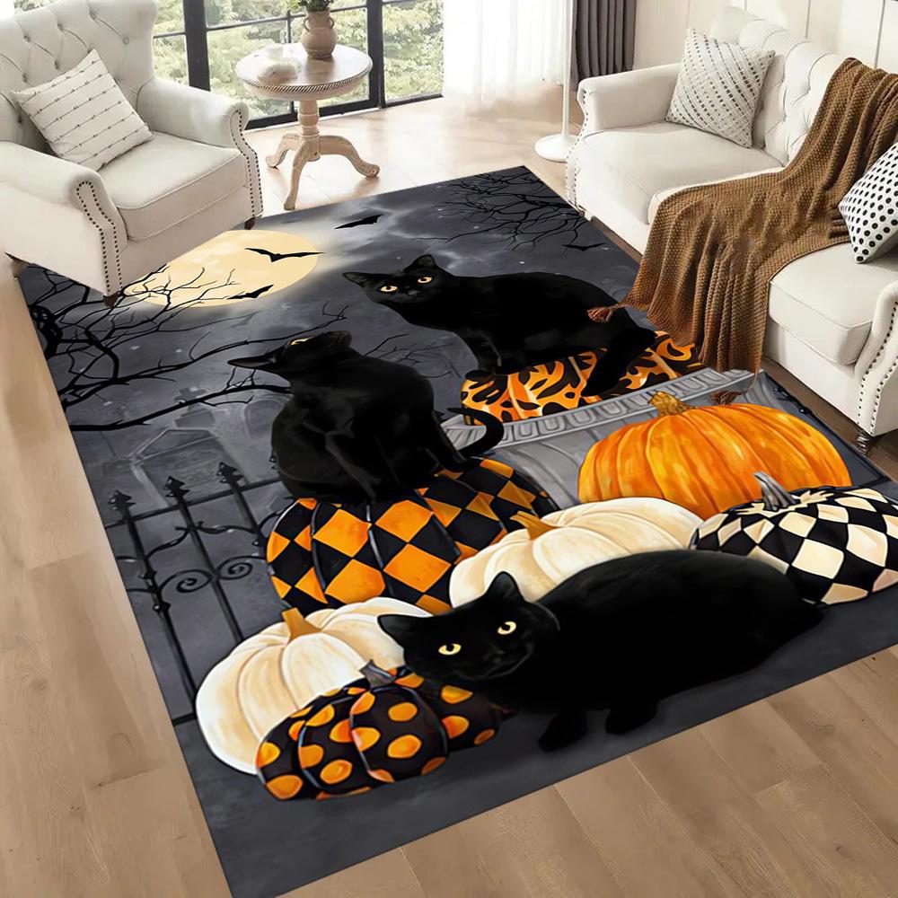Sugar Skull Pumpkin Art Floor Mats for Living Room, Bedroom and Room Decoration Are Suitable for Gifts.