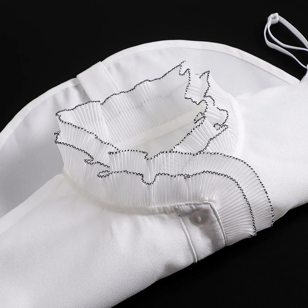 Korean Stand Lapel False Collar Women Embroidery Faux Col Half Shirt Blouse Fake Collars Sweater Shirt Detachable Collars