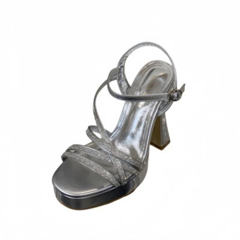 Sandals women's summer new versatile gold rhinestone high temperament open-toed waterproof table high heels