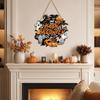 Halloween Wooden Hanging Sign Wall Decor Party Decoration with Spider Web Pumpkin Ghost Skull and Witch Hat Design for Holiday Celebration