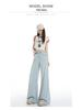 Women's Light Double-Button High-Waisted Wide-Leg Flare Jeans 2026 Summer