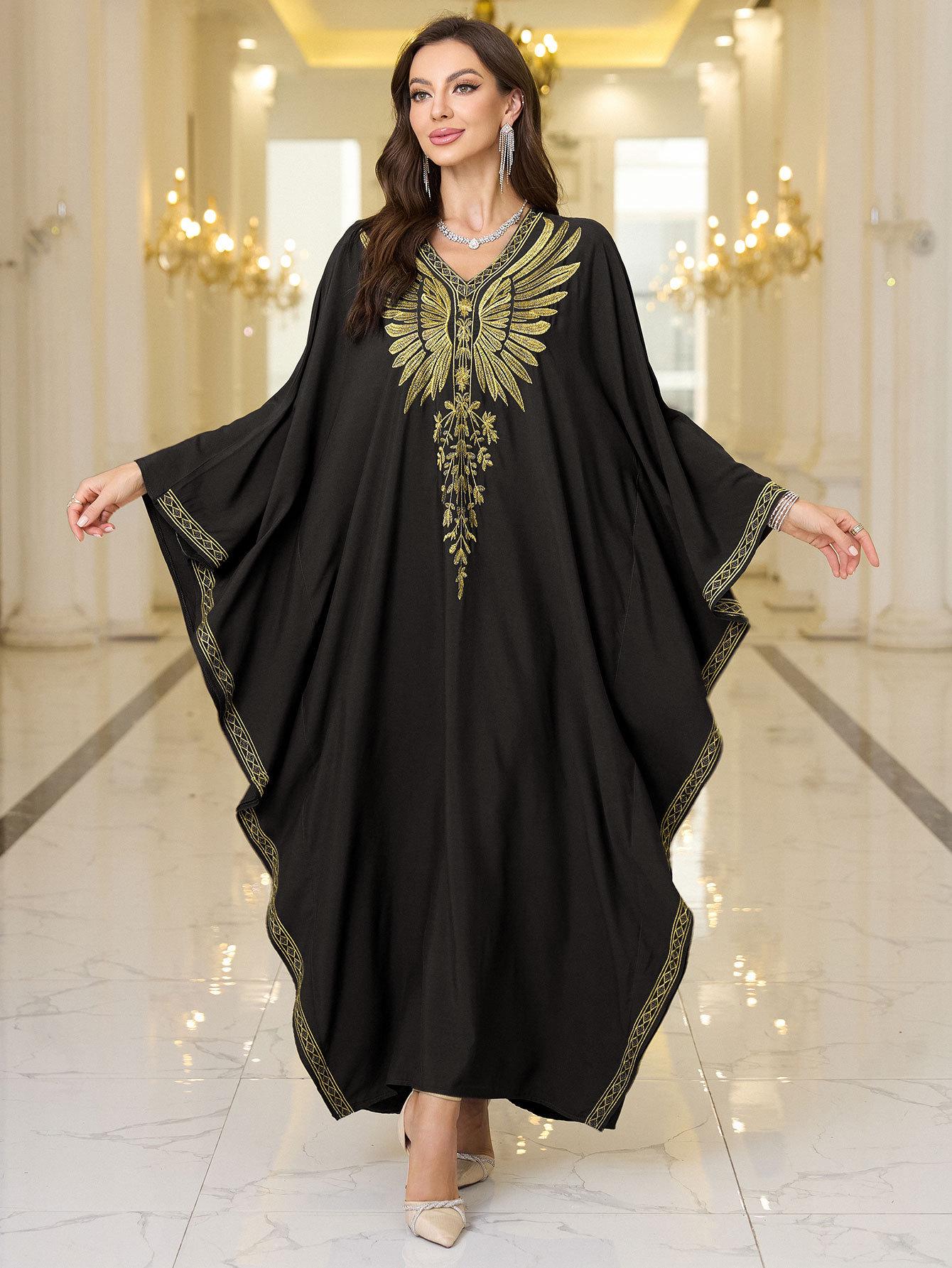 

2025 г. европейское и американское вышитое хлопковое пляжное платье - свободный крой, большой размер, ближневосточный длинный халат и накидка на бикини One Size