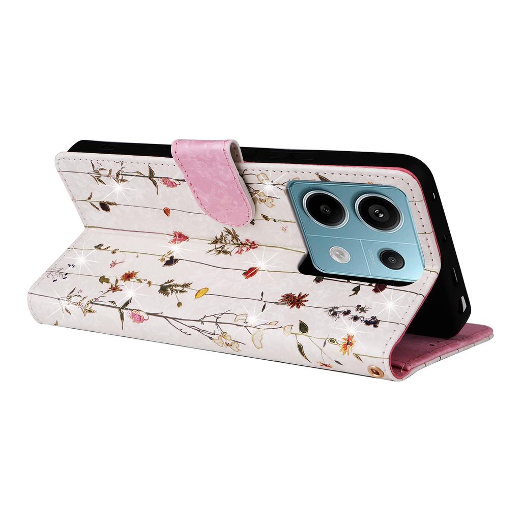 Para Xiaomi Redmi Note 13 Pro 5G/Poco X6 5G Capa Carteira de Couro Flor Verniz Capa de Telefone