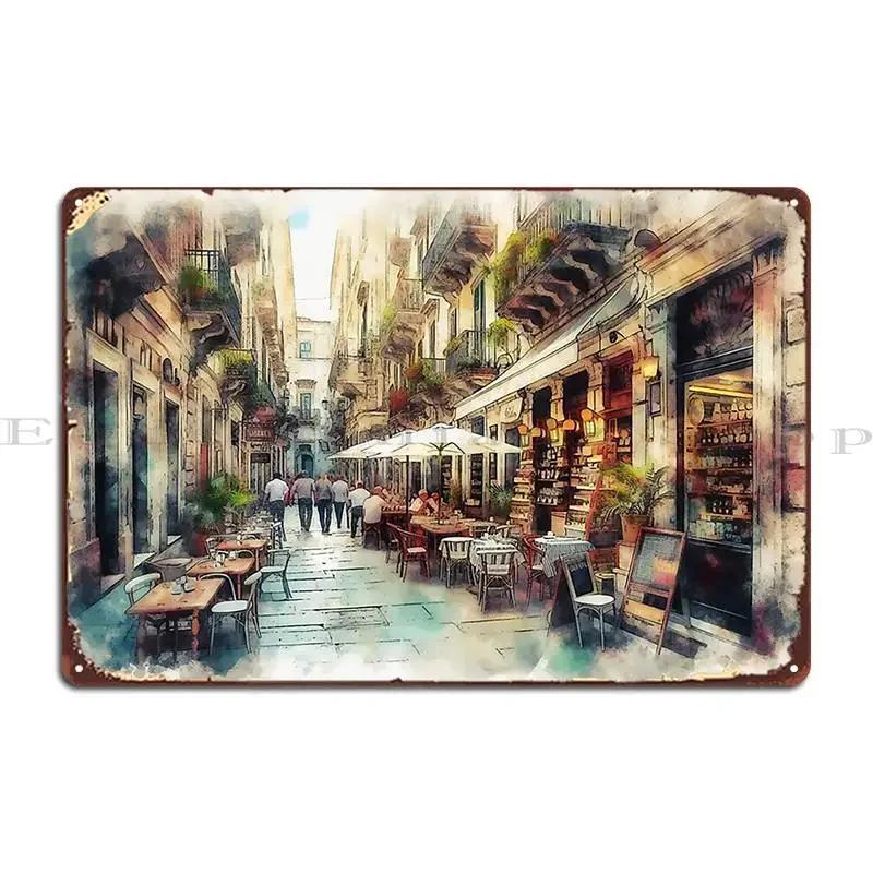 Old World Charm In A Modern Urban Alley Metal Sign Party Home Wall Mural Design Cinema Tin Sign Poster