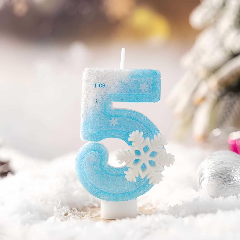 Snowflake Number Birthday Candles for Cake Party Decoration - Handmade for First Birthday
