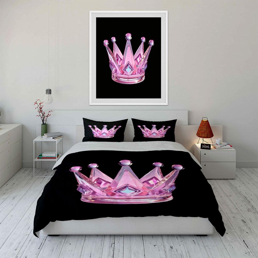 Crystal Crown Decorative Set Bedding Set with 1 Duvet Cover 2 Pillowcases Single Double King Queen, Gift
