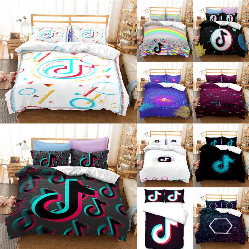 Luxurious Tiktok Pattern Duvet Cover Set With Pillowcase For Comfortable Sleep