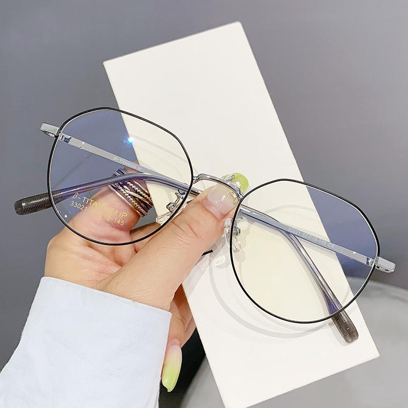 

Очки Литературные Металлические Ретро Защита от синего света Большая Рамка Многоугольная Оправа для очков 33021