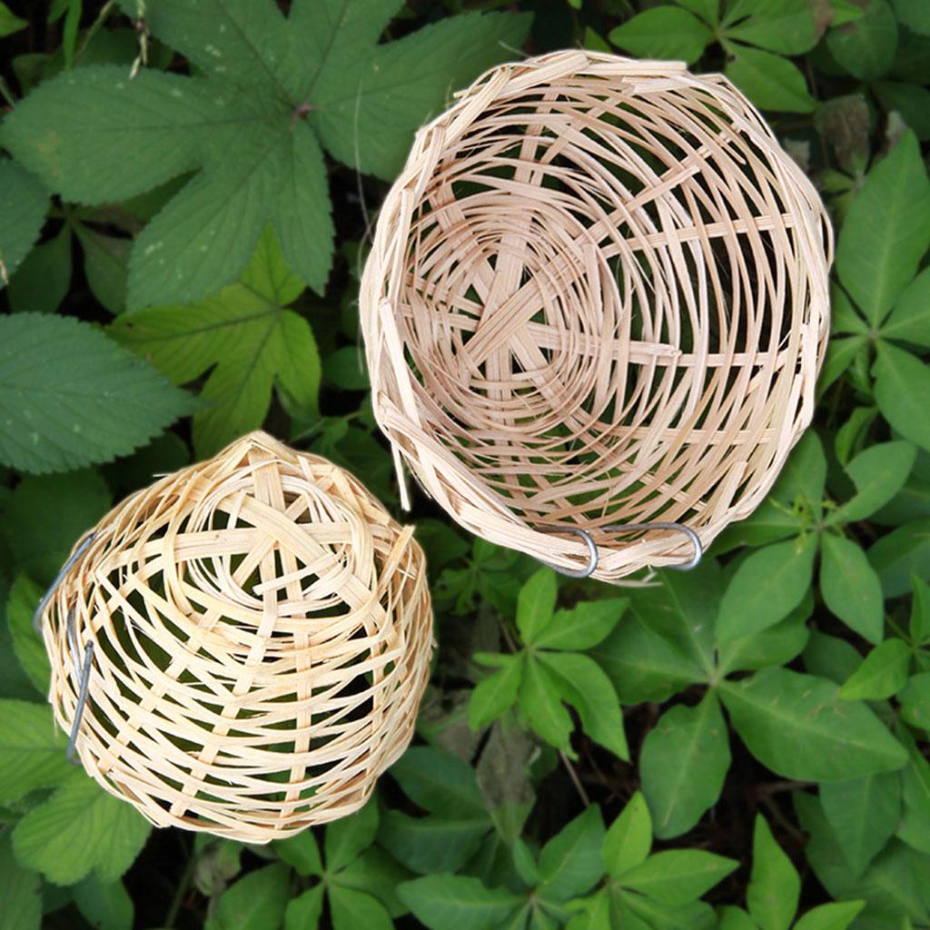 Hanging Bird Nest Bamboo Bird Hut Outdoor Natural Fiber Birdhouse Small Canaries Nest Wren Nest Chickadee House