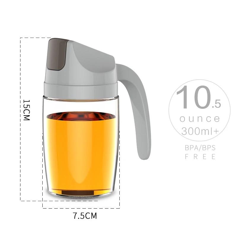 

WIKHOSTAR Автоматически открывающаяся бутылка для масла, стеклянный масляный горшок, креативная бутылка для хранения приправ, практичный кухонный инструмент, органайзер для жидких приправ 300ml серый