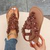 Mode Damskor 2025 Hög Nyp Tå Damsandaler Mode Blommiga Strandsandaler Dam Sommar Platta Sandaler