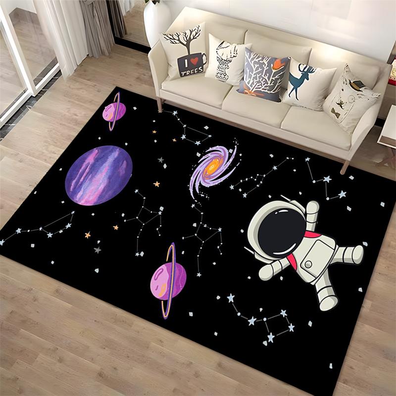 Astronaut Galaxy Printed Carpet with Star Constellations Black Backdrop Suitable for Use As an Anti-slip for Living Room Bedroom Sofas