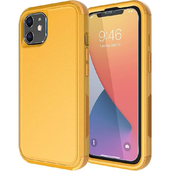 

Diverbox для чохла iPhone 11 [Протиударний] [Захищений від падінь] [Захисне скло для екрана], Чохол для телефону з посиленим захистом для Apple iPhone 11 Yellow-3in1
