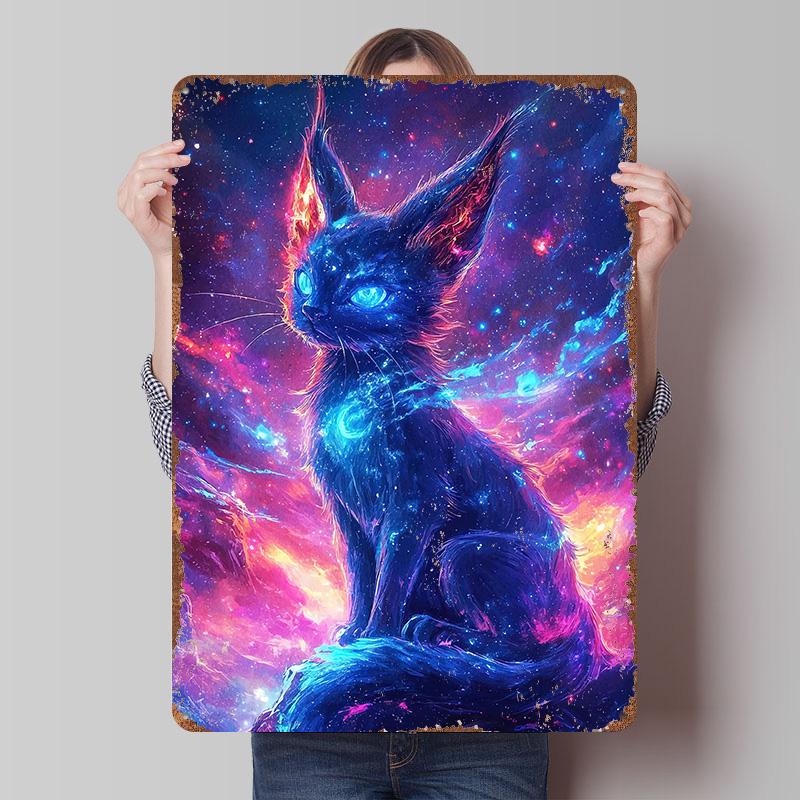 

Cosmic Cat Nebula Metal Poster Customized Wall Art Retro Vintage Tinplate Signs for Luxury Home Decor Items Mancave Decoration 7.9x11.8In(20x30cm)