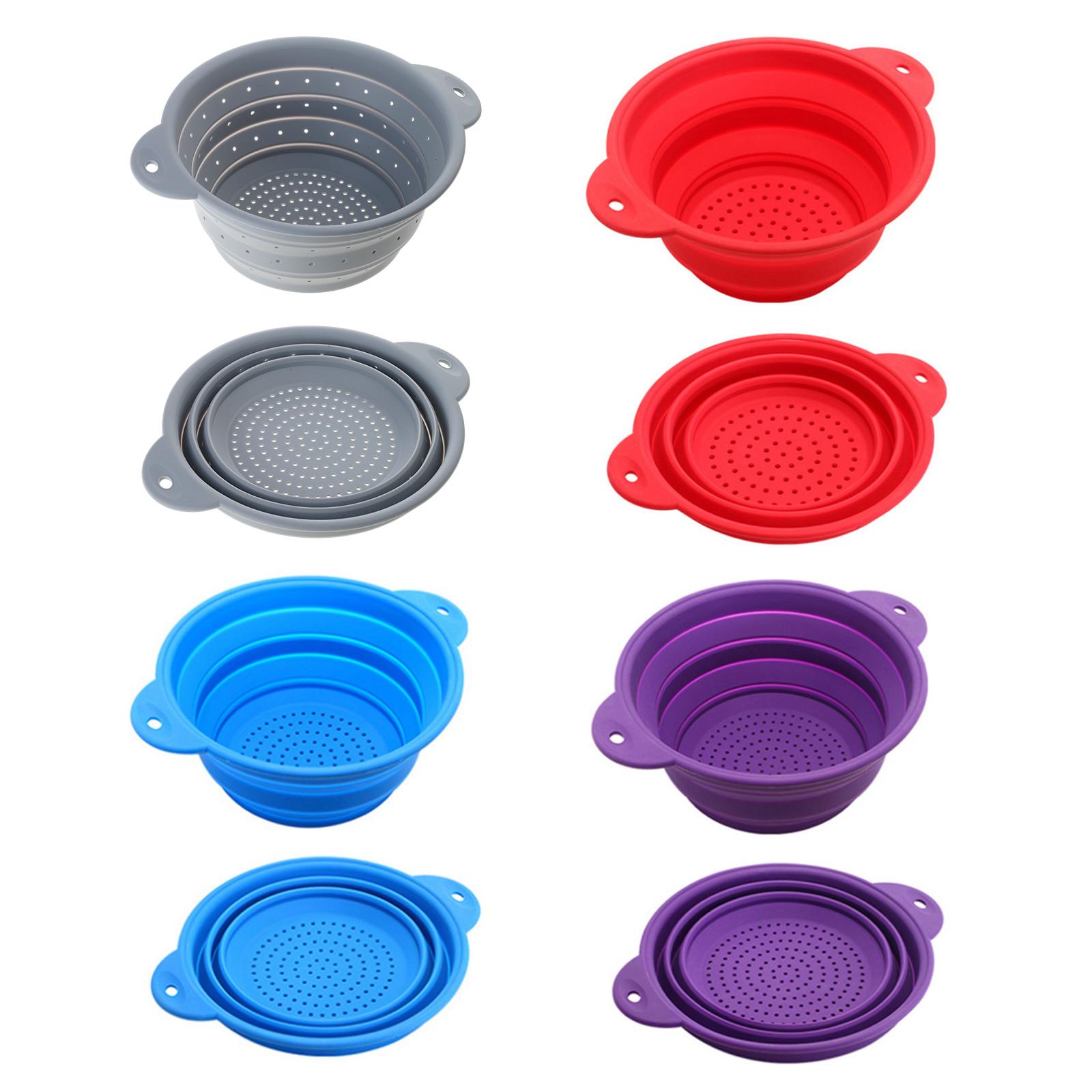 Silicone Folding Drain Basket for Creative Retractable Silicone Fruit Vegetable Colander Kitchen Storage Gadgets Tool S фиолетовый