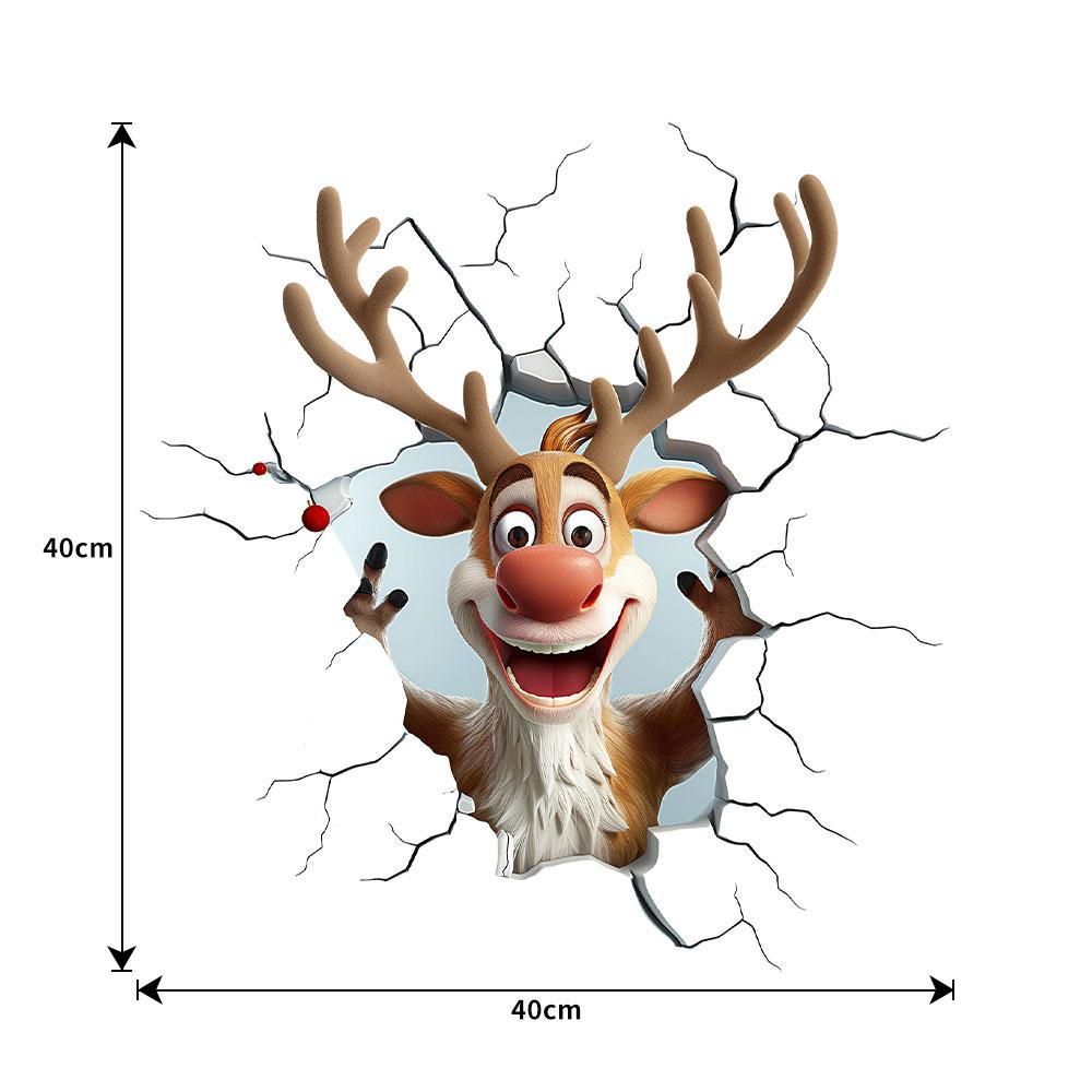 

3D Наклейка на стену «Прорыв Оленя», Виниловые Рождественские наклейки на стену, Съемный Праздничный декор для дома и жилых помещений