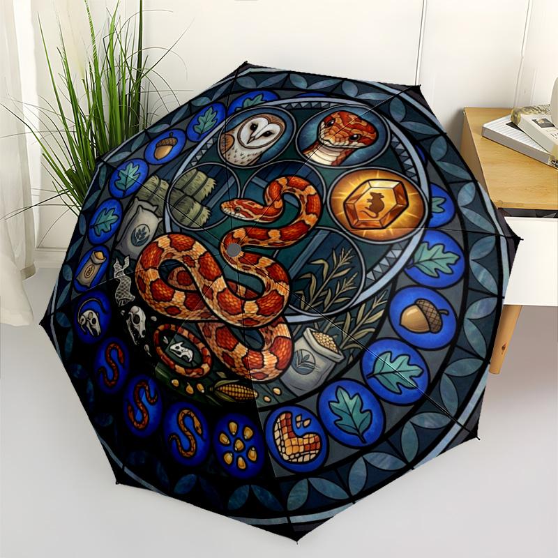 Snake Nature Symbols Pattern Umbrella, Portable and Foldable Design, 8 Ribs, a Casual Accessory for Halloween, Christmas, and Birthday Gifts.