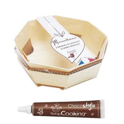 2 Wooden Cake Molds Ø 18 Cm + Chocolate Pen