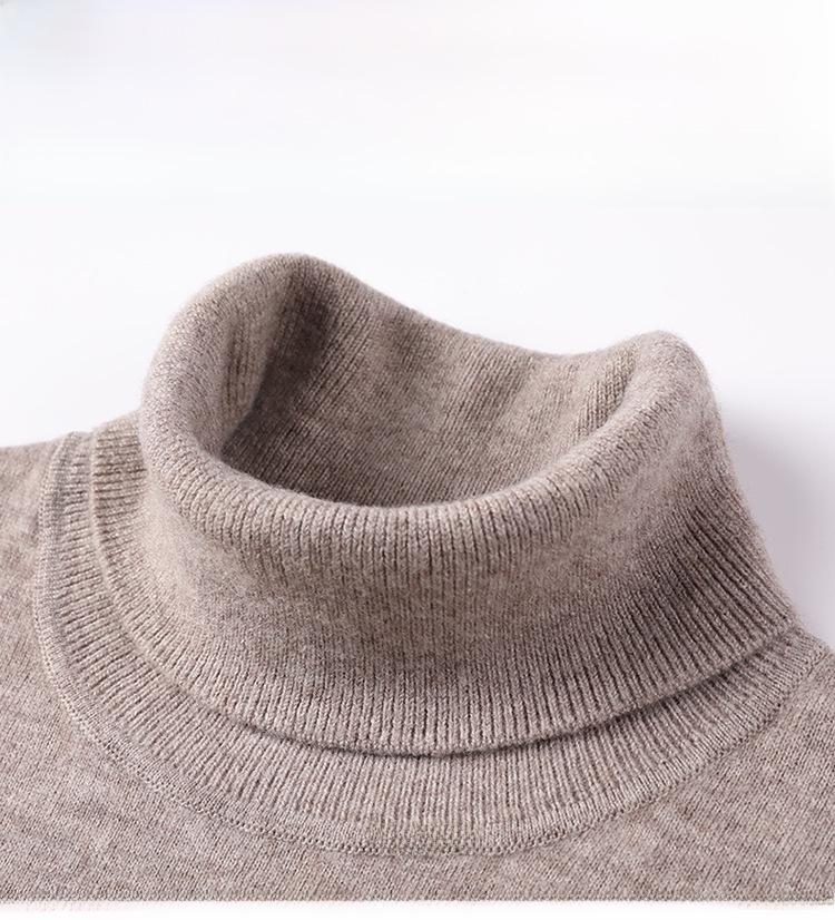 Men's Medium-Thick Solid Color Worsted Wool Turtleneck Sweater
