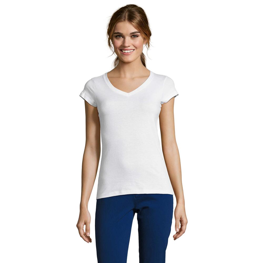 Womens/Ladies Moon V Neck T-Shirt