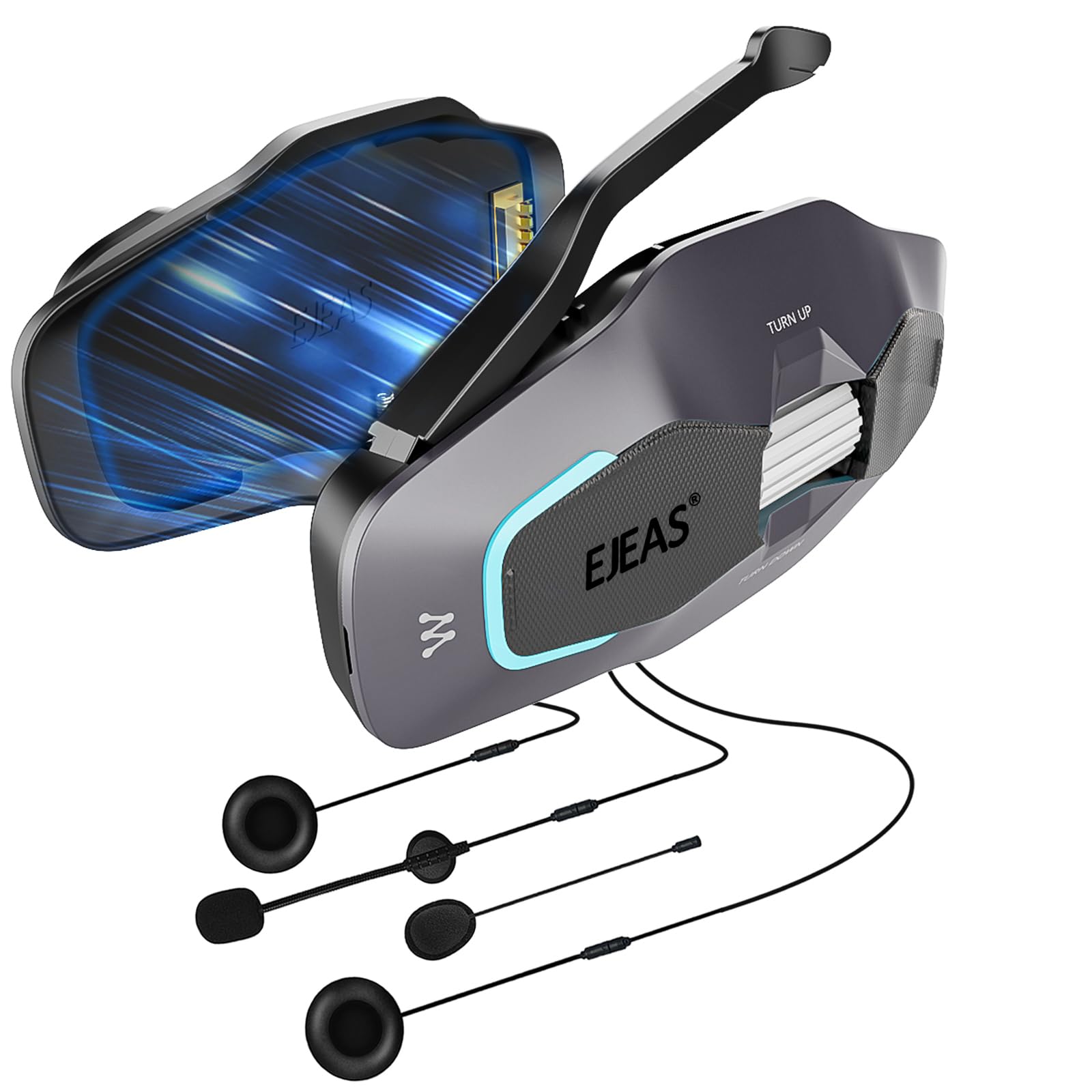 

Мотоциклетная гарнитура EJEAS X10 для поддержки звонков во время прослушивания одновременной сетки, улучшенная связь на 3000 м, звук HIFI, несколько видов шумоподавления серый