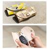 Leo&Aoi Leather Smart Key Case, Genuine Leather, Women's, 4-Ring Enamel, 2nd Stained Glass Design, Silver Gray