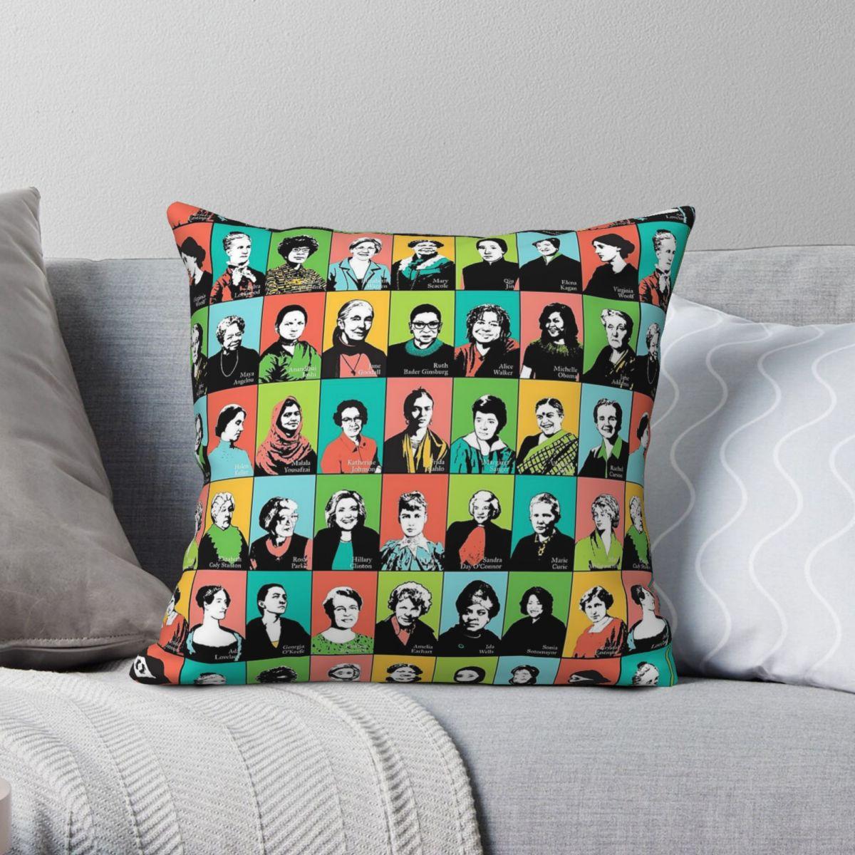 Green Harvest Unisex Feminist Icons Rbg Square Pillowcase Polyester Linen Velvet Printed Zip Decor Bed Cushion Case 45X45
