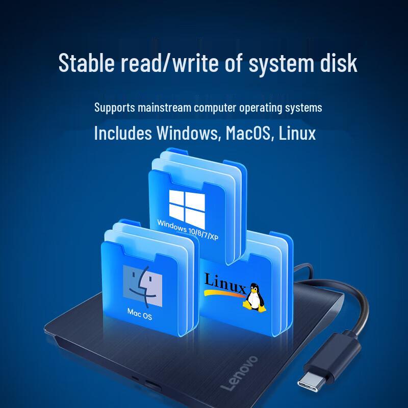 Lenovo DB95 External 8x DVD Burner with Type-C/USB2.0