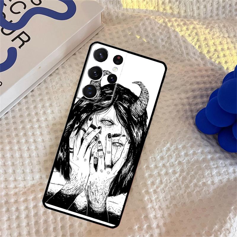 Aesthetic Devil Woman Bad Girl Phone Case For Samsung Galaxy S24 S25 Ultra S9 S10 S20 S22 S21 Plus S23 FE Portector Cover