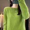 Women's Cashmere Waffle Knit Cardigan - Versatile Round Neck Sweater for Autumn/Winter