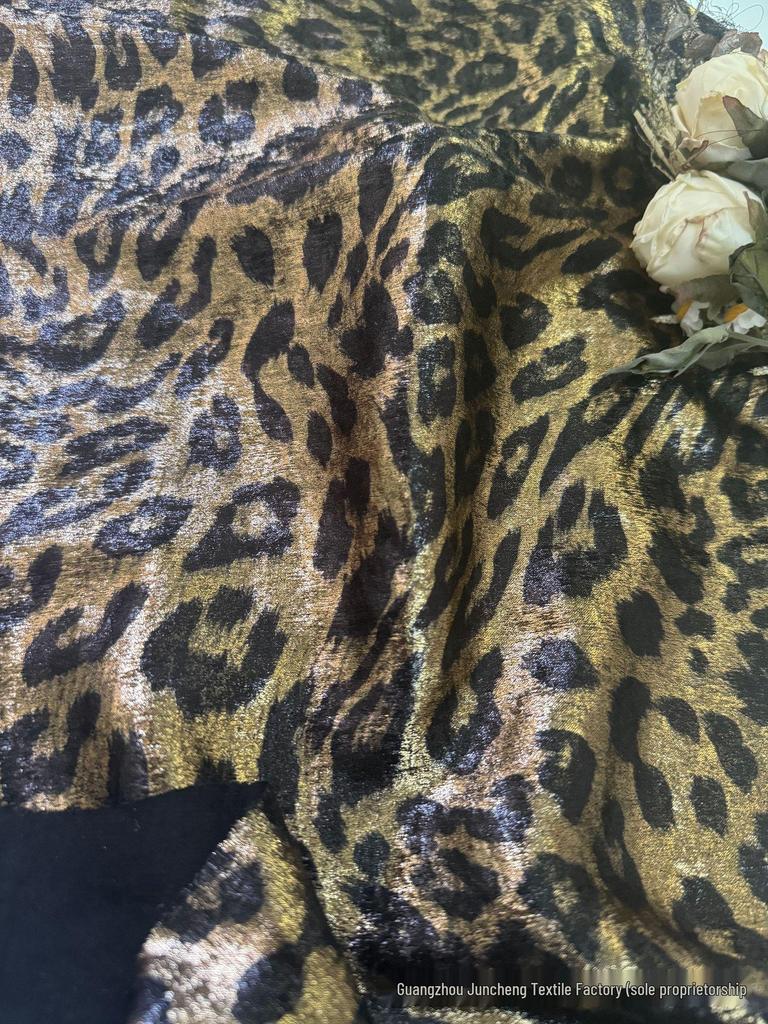 Leopard Velvet Metallic Silver Glitter Dress Fabric - Fashion Costume Performance Material