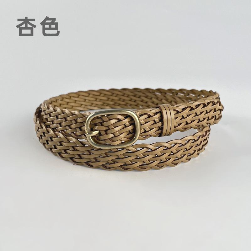 Four Seasons Available New Women'S Non Perforated Weaving Belt Retro Fashion Decoration Casual Pants Jeans Dress Belt