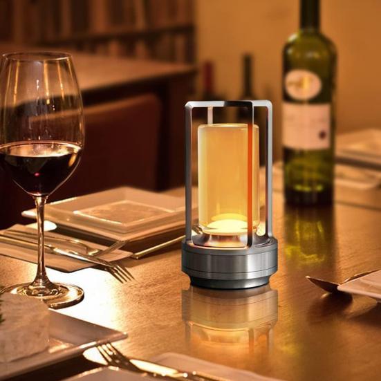 Przenośna metalowa lampa stołowa z dotykowym sterowaniem, regulowana, ściemniana, bez migotania, zasilana akumulatorem, mała lampa biurkowa