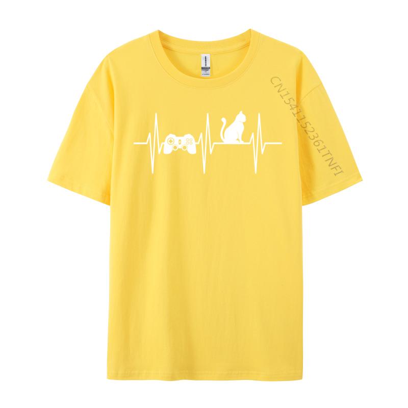 Gamer Ca Gaming Cat Lover Heartbeat Video Gaming Funny Halloween Unisexs T Shirt Classic Tees Funky Tops Tees Free Shipping