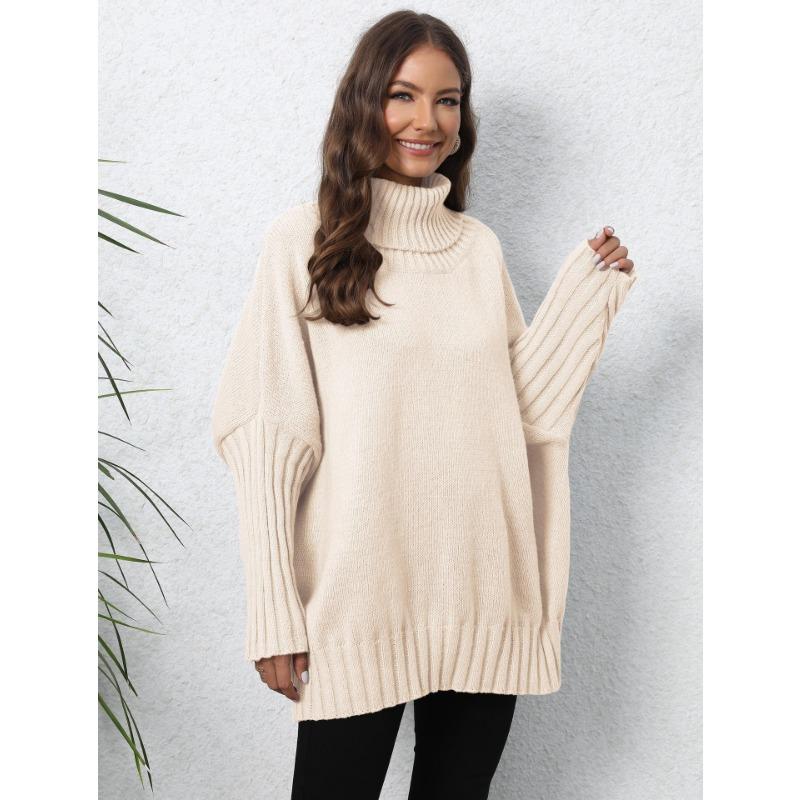 Women's Fall/winter Pullover Knit Solid Color Turtleneck Lapel Sweater