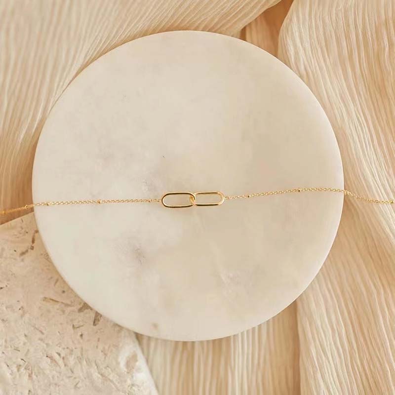 Fashion Gold Color Double Paperclip Pendant Necklace For Women Girl Simple Metal Link Clavicle Chain Jewelry Party Gift