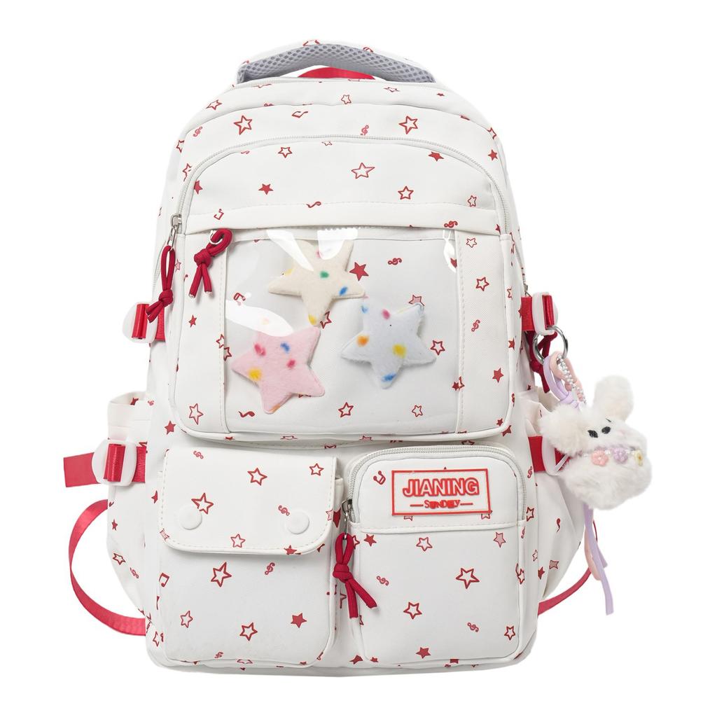 Schoolbag, Korean-style INS star print backpack, high-aesthetic sweet-style two-piece backpack for grades 1-1 for primary and secondary school
