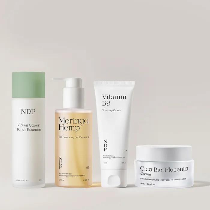 Perfect Skin Project 4-Piece Set: Gel Cleanser: 200ml, Toner Essence: 140ml, Cream: 50ml, Vitamin B9 Tone-Up Whitening Cream: 65ml