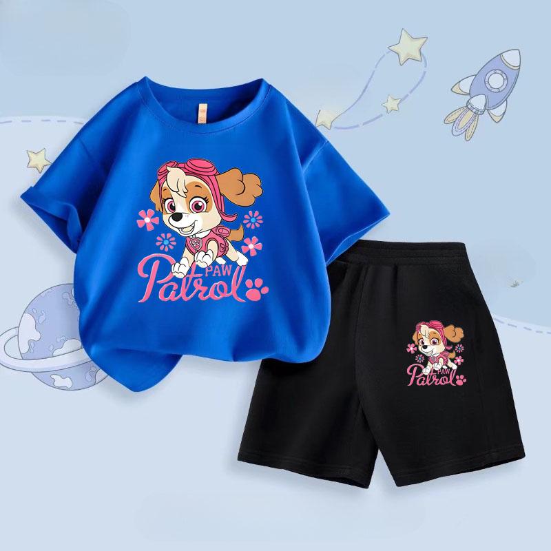Paw Patrol Summer New Children's Short Sleeve Clothing Set, Two-Piece Shorts Set, Breathable Casual Outfit